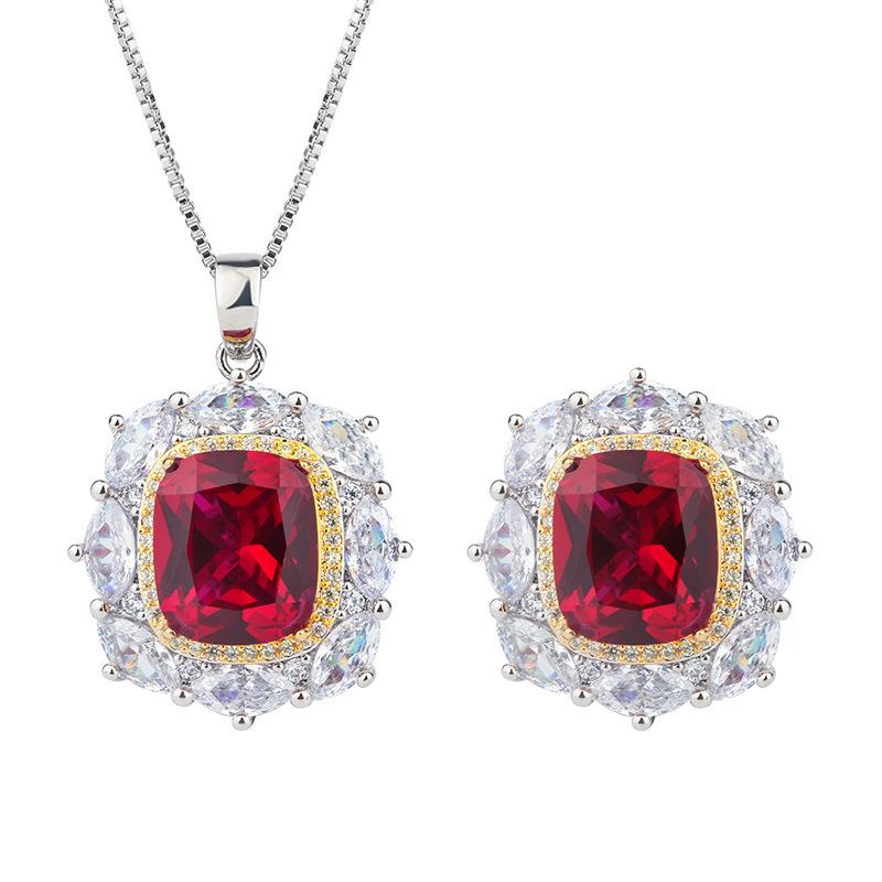 Bijoux Fond Cuivre Plaqué Or Couleur Simulation Trésor Lumière Luxe Couleur Séparation Ensemble Pendentif Bague 12 * 14