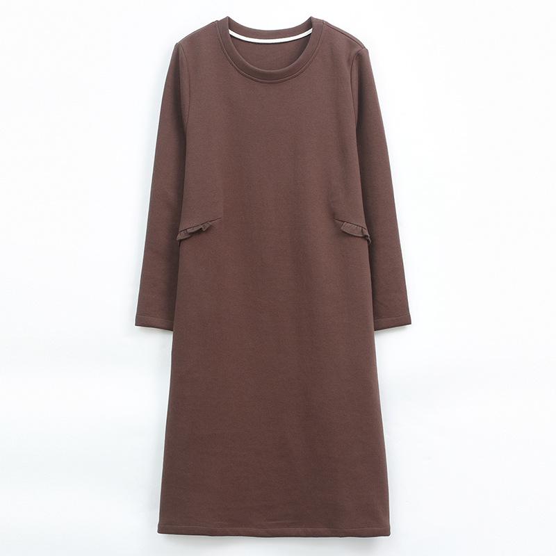 Damen 2024 Frühling/Herbst Langarm Baumwoll-Sweatshirtkleid - Koreanischer Stil, Slim Fit, Bauch kaschierend