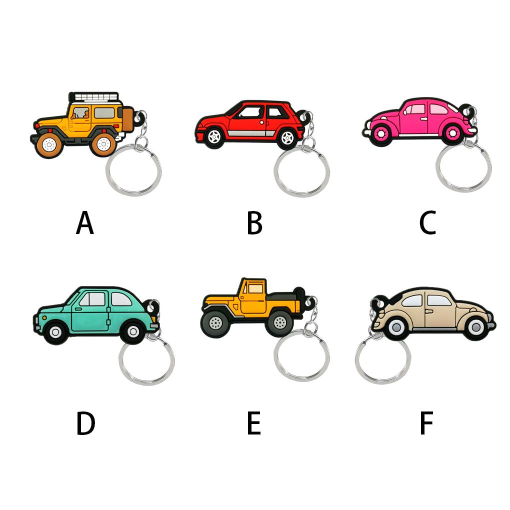 Keychain Car Shape Double-Side Cartoon Key Ring Multi Kinds Theftproof Safety Metal Clasp Holder Accessory Keys Wallet