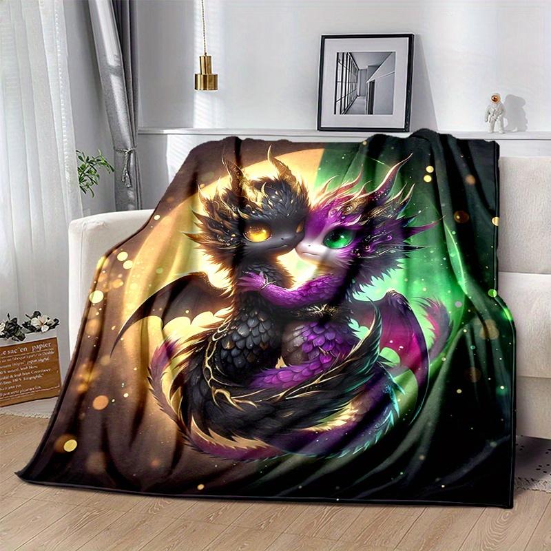 1pc Two Dragons In Love Blanket  Soft Throw for Home Decor, Gift Idea, Living Room, Travel, Camping, Car Blankets