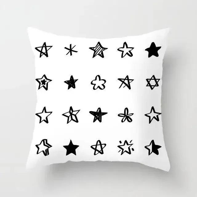 Black And White Striped Creative Double-Sided Printed Pillow Cover Short Plush Suitable Living Rooms Sofas Throw Cushion Cover