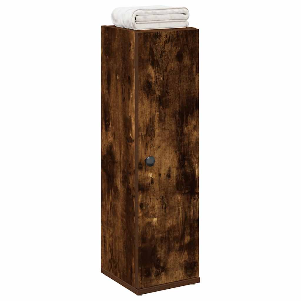 Bathroom Cabinet with Toilet Paper Holder Smoked Oak Finish 20.5 X 22 X 72 Cm