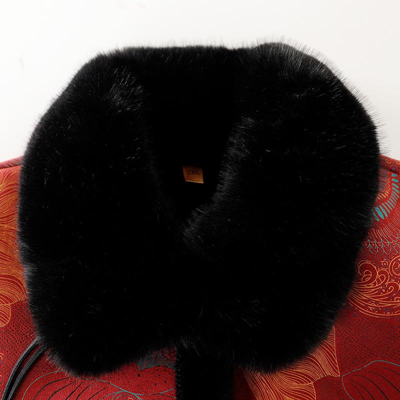 Grandma's Plus Velvet Winter Jacket for Elderly Women