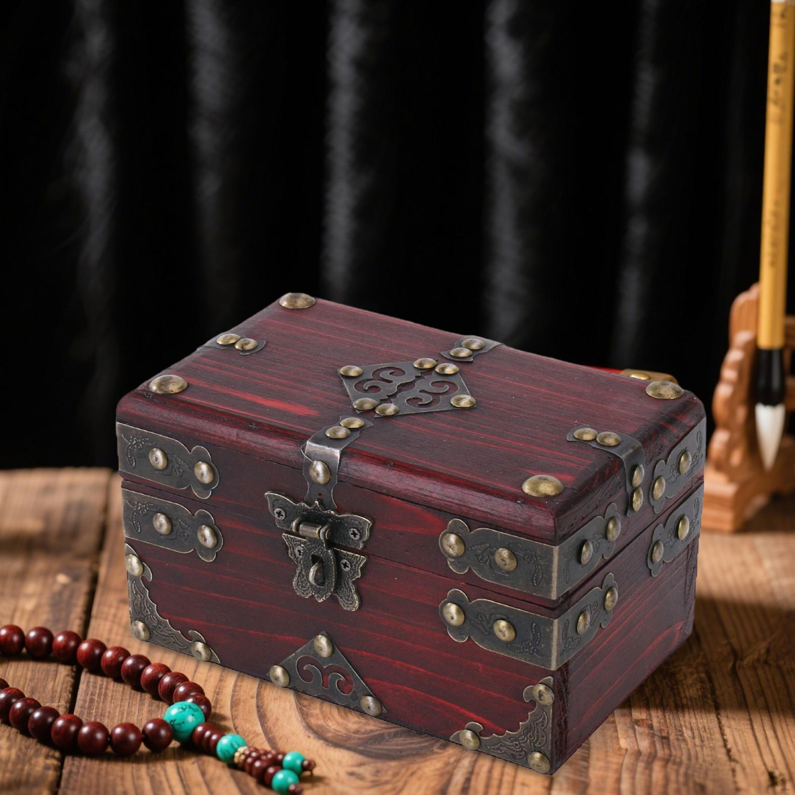 Пиратский сундук с сокровищами Деревянная коробка Настольное креативное украшение Ювелирное изделие Запираемая коллекция Декор 2070₽