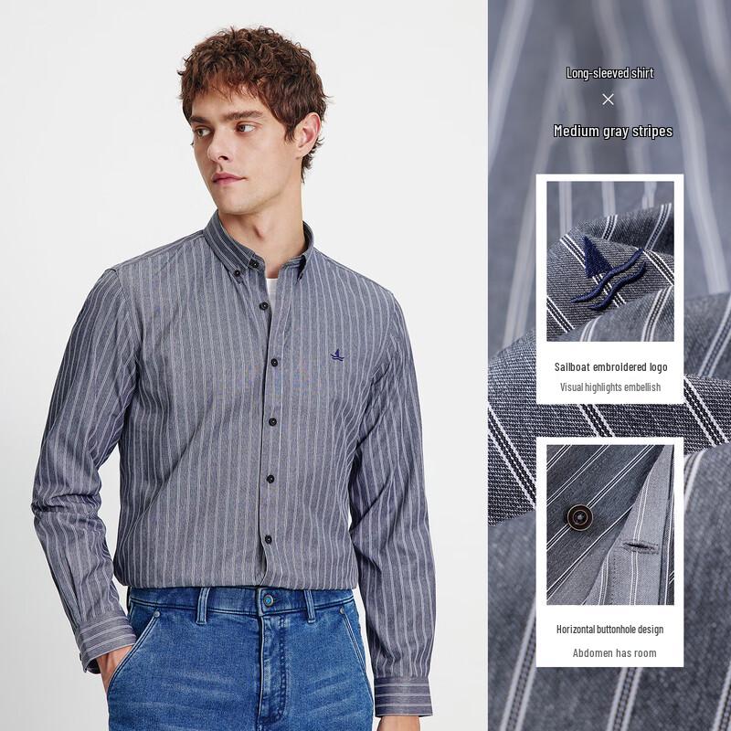 Navigare Men s Long Sleeve Striped Button-Up Shirt M