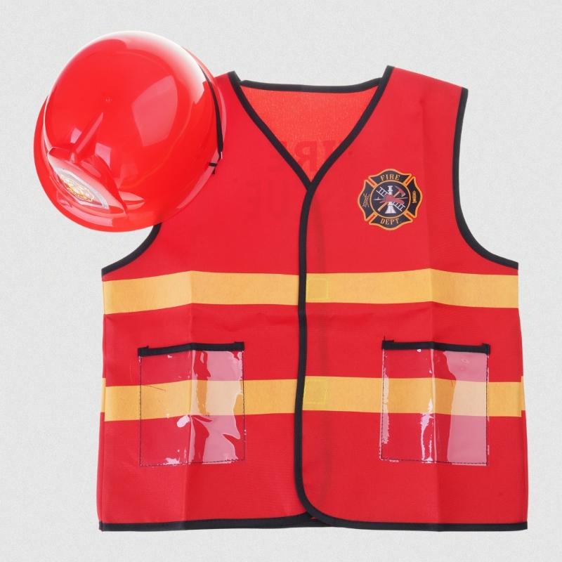 2/6pcs Washable Kids Fireman Costume for Kids,Boys,Girls,Toddlers,and Children with Complete Firefighter Accessories
