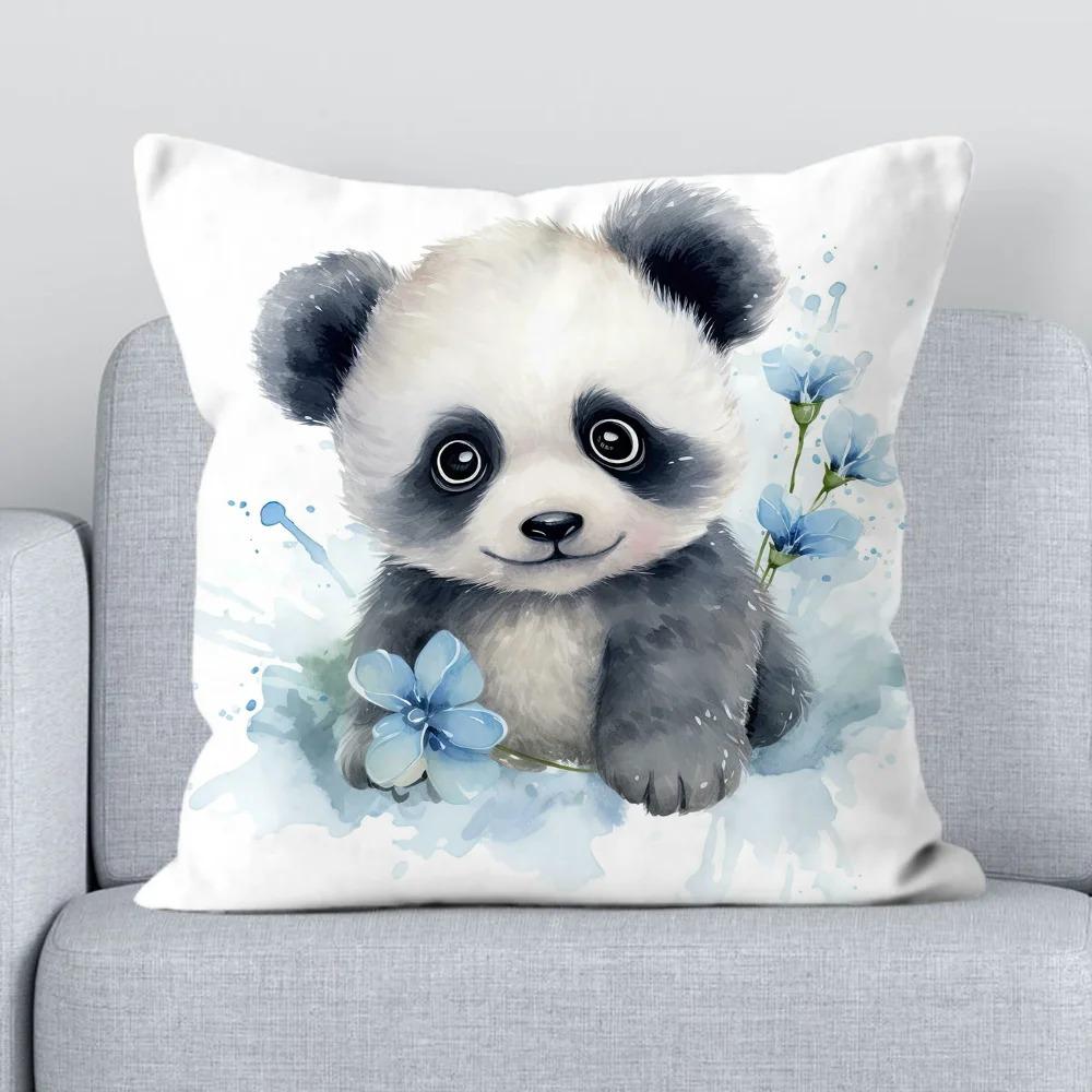 Office Sofa Cushion Cover Cartoon Panda Decorative Pillowcase Fashion Luxury Home Decoration Car Cushion Cover