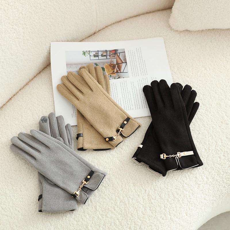 Touchscreen Anti Freezing Anti Cold Warm and Windproof Cute Korean Version Student Cycling Outdoor Women Velvet Gloves