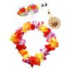 Porch Goose Summer Outfit with Straw Round Hat Wreath Glasses Hawaiian Goose Statue Clothes Costume