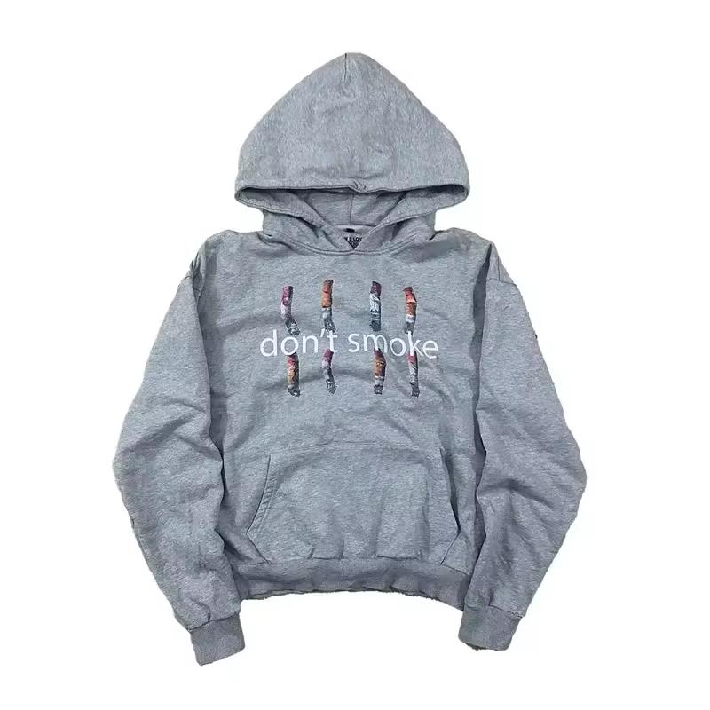Bluza sportowa Y2K szara sweter z nadrukiem retro dymu męska damska nowa moda vintage klasyczna hip hop streetwear odzież luźna kurtka