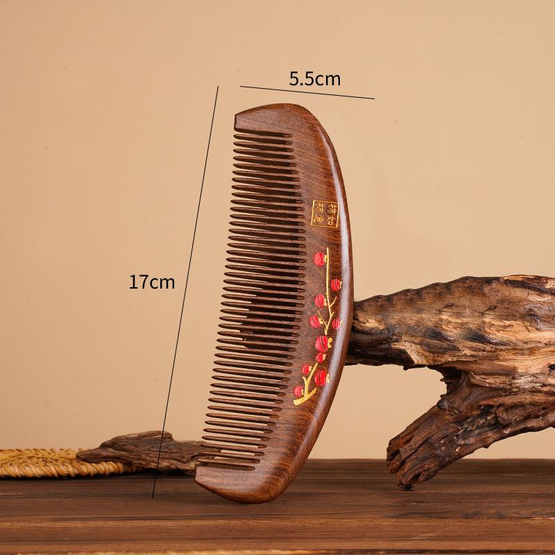 

Черный гребень из сандалового дерева с золотой отделкой и подарочной коробкой - Идеально подходит для ухода за волосами для женщин, праздничных подарков и особых случаев для мамы или девушки.