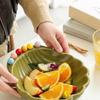 Ceramics Fruit Plate with Fork Large Capacity Avocado Fruit Bowl Salad Plate with Fruit Fork Reusable Fruit Serving Plate