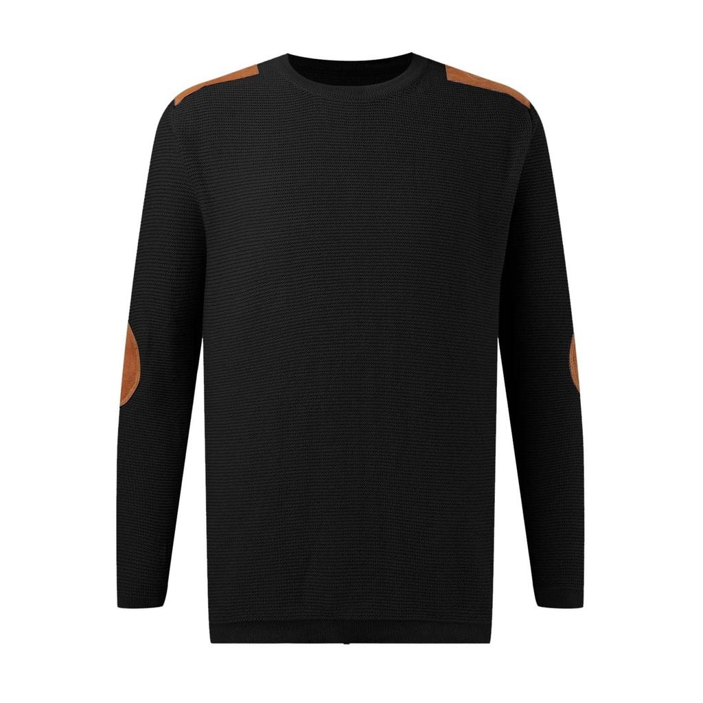 Men's Hoodless Sweatshirt Pullover Sweater For Leisure In And Winter With Ribbed Lightweight Sweatshirts Color