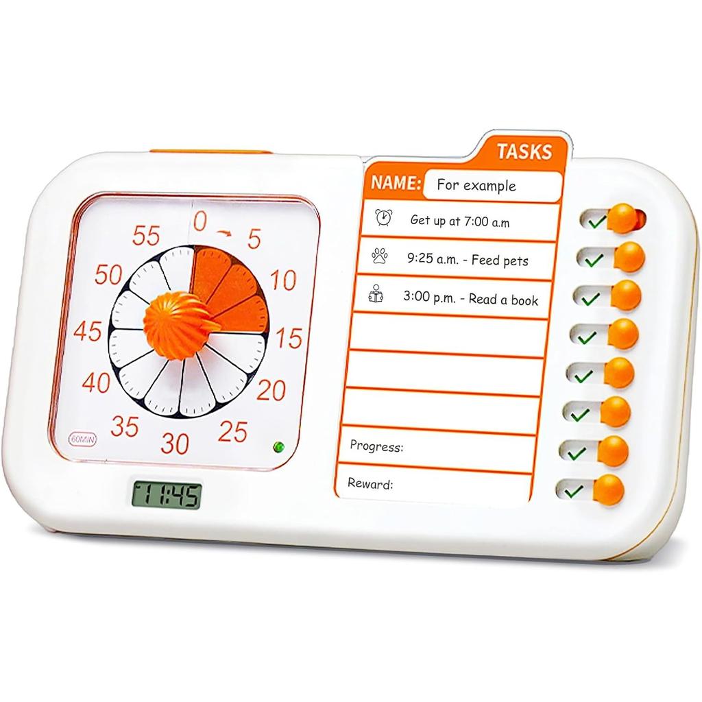 Timer Visivo 3-in-1 per ADHD per Bambini e Adulti con Bacheca di Pianificazione, Timer per Attività, Tabella delle Faccende e Planner Visivo dell'Orario, Strumenti per Autismo e ADHD l