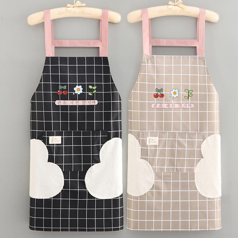 Apron Home Kitchen Waterproof Oil Resistant No Wash Sleeveless Pockets Large