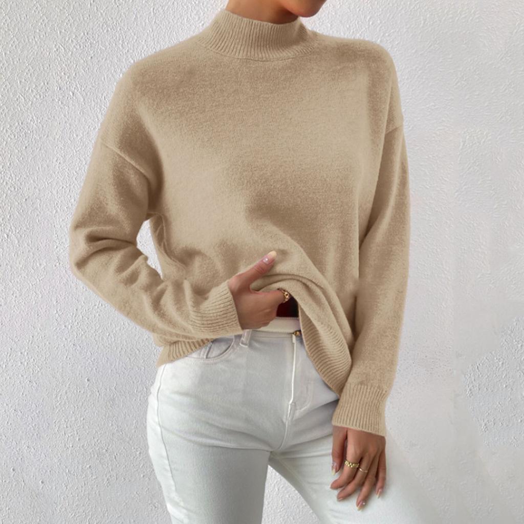 Women's Casual Round Neck Colorblock Pullover Sweater Loose Casual Long Sleeve Contrast Color Top