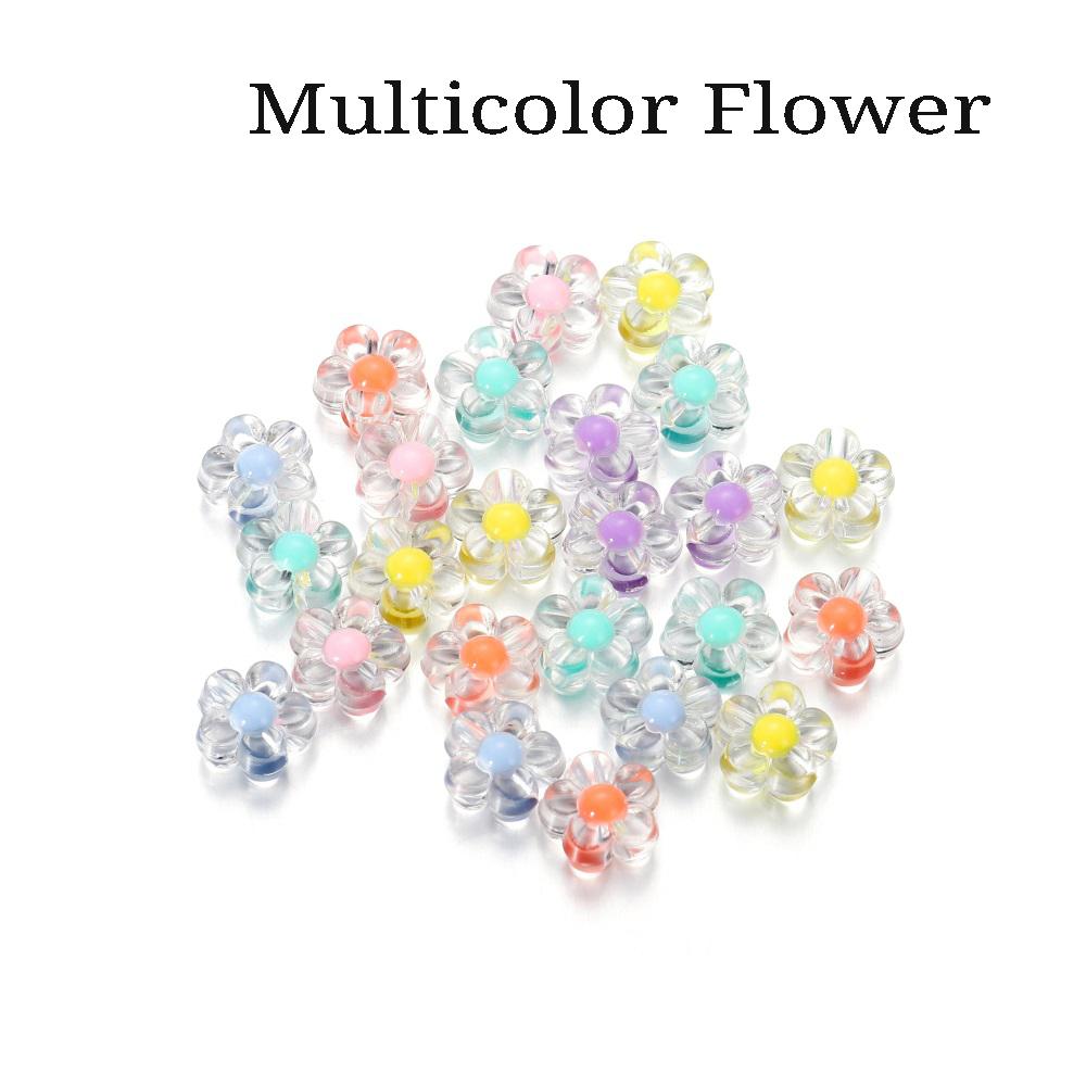 20Pcs/Pack Acrylic Spaced Beads Candy Heart Flower Shape Beads Decoration For DIY Necklace Earrings Jewelry Making Supplies