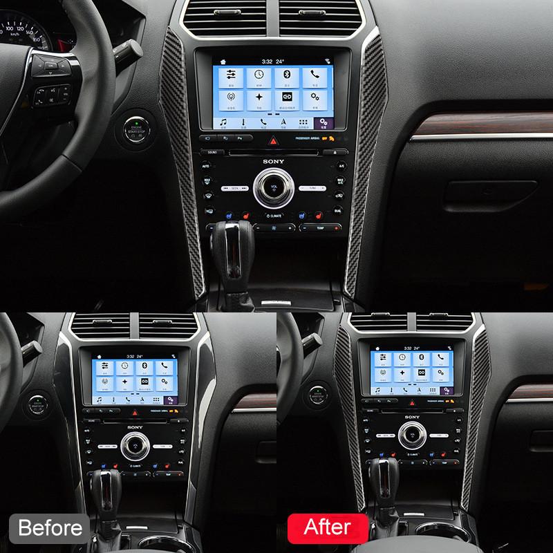 2Pcs For Ford Explorer 2013-2019 Car Interior Central Console Side Cover Trim Decor Stickers Carbon Black