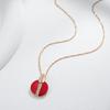Fashion Red Enamel Natural Zircon Pendant Necklace For Women Girl Simple  Rose Gold Color Party Daily Jewelry