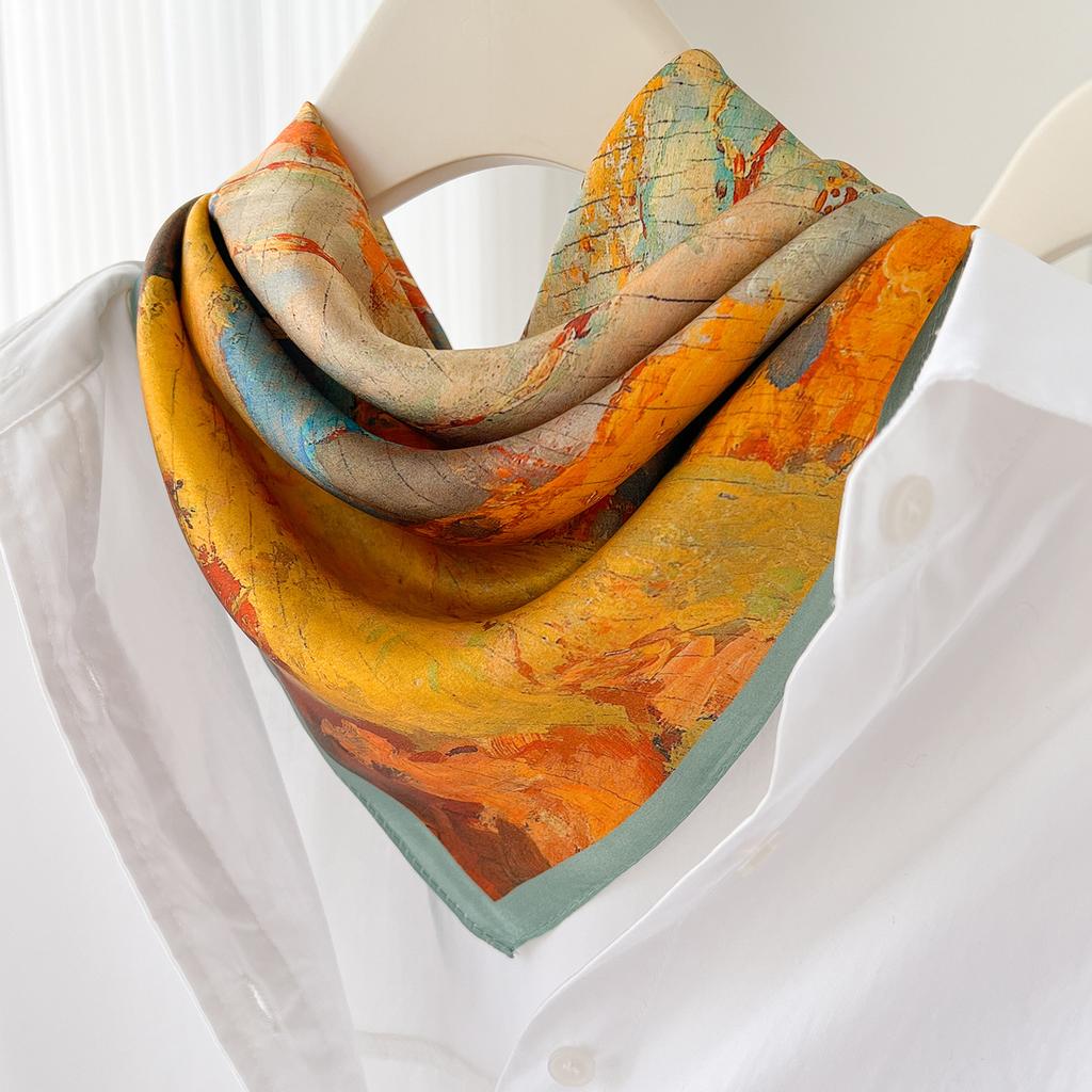 111% Mulberry Silk 71 Square Scarf, New Sky City Professional Decorative Scarf, Commuting To Work Versatile Silk Scarf