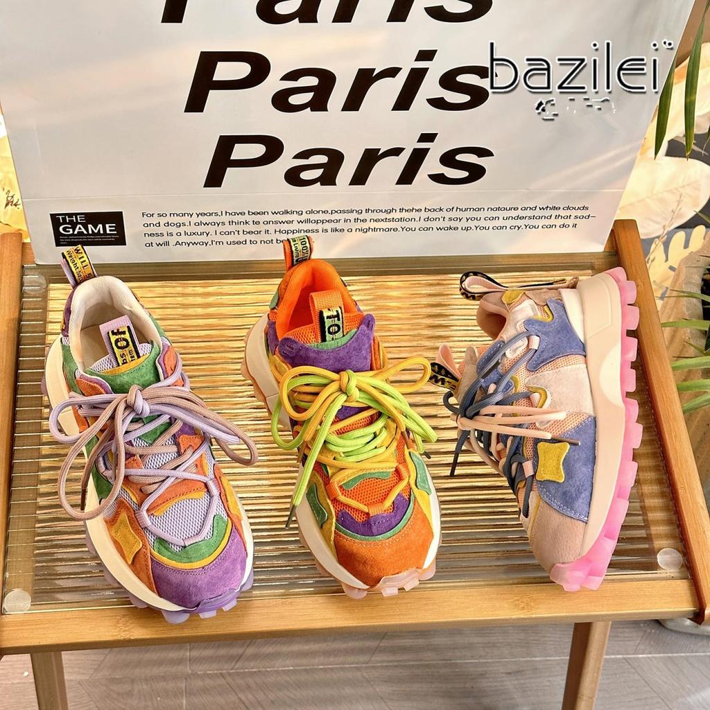 Dámské boty Dad's Shoes 2025 Nové Jaro Podzim Všestranné Silná Podrážka Boty do Lesa Běžecké Sportovní Ležérní Boty