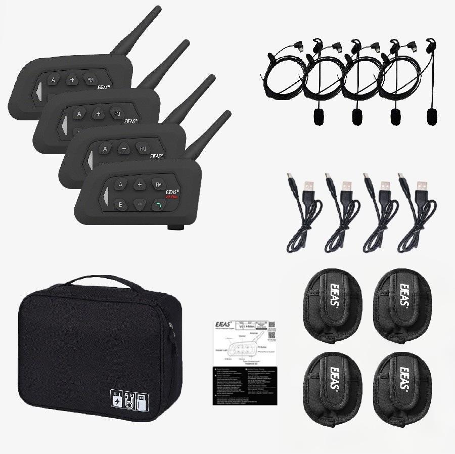 Xinowy V4c PRO Football Referee 4-Person Walkie-Talkie Set: In-Ear Left Ear, 3 Units + Bag