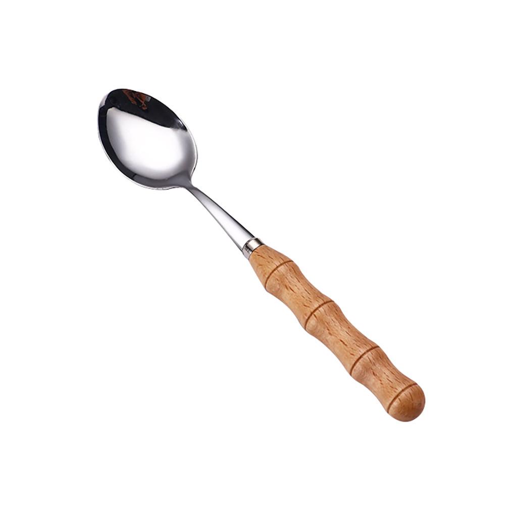 Kreatywny drewniany uchwyt ekskluzywne sztućce ze stali nierdzewnej widelec łyżka