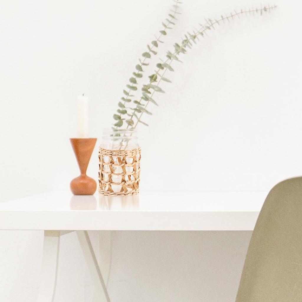 2 Pcs Straw Vase Set Cup Sleeves Rattan Cover Bracket Bunco Ornament Multicooker Glass Grass Trager Accesoeies