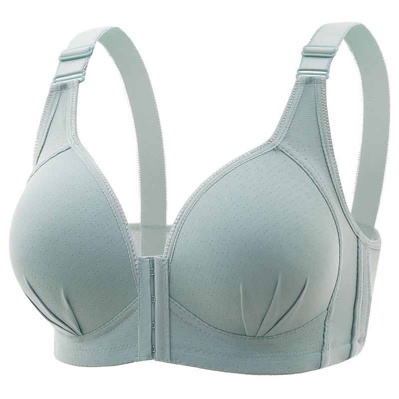 

fashion Front buckle type women s fat large size thin underwear anti-sagging gathering non-steel ring bra 100C зелений