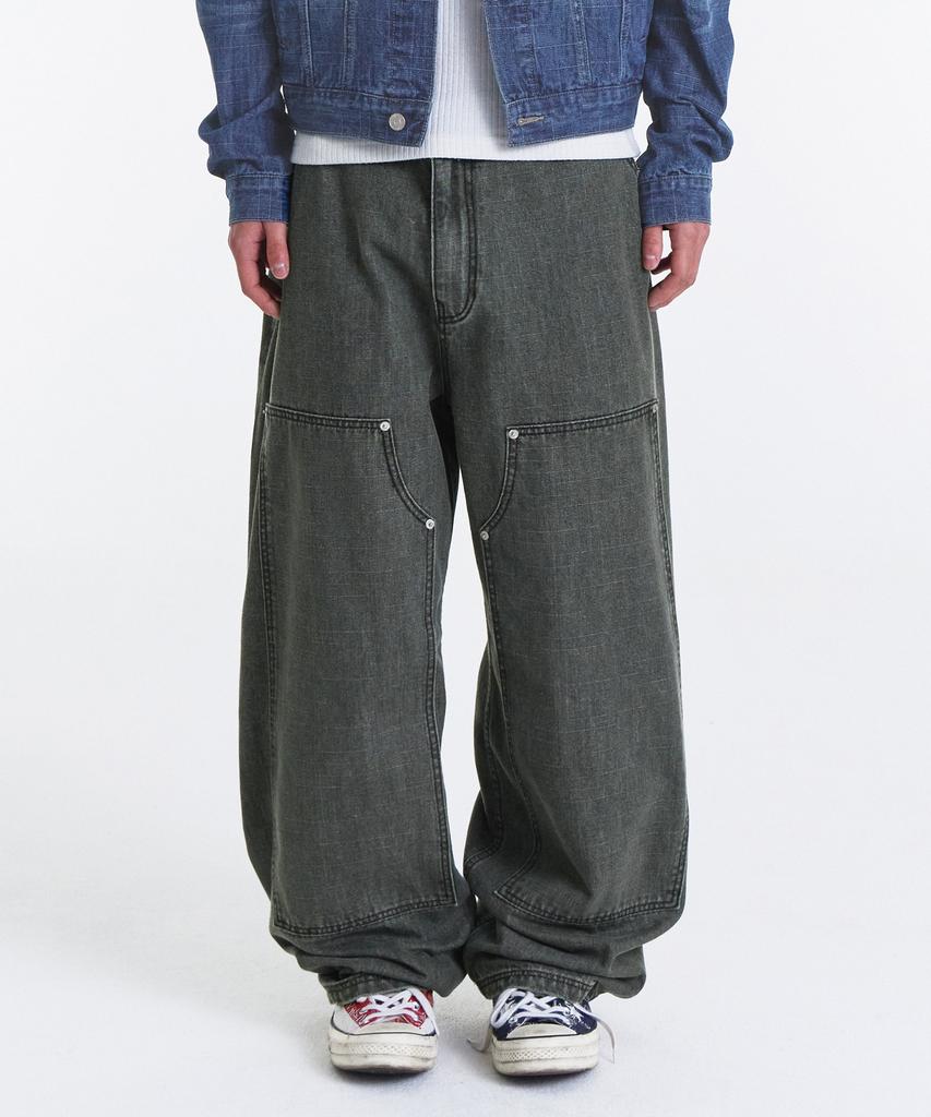 Gicheol Vintage Double Knee Work Pants (Khaki)