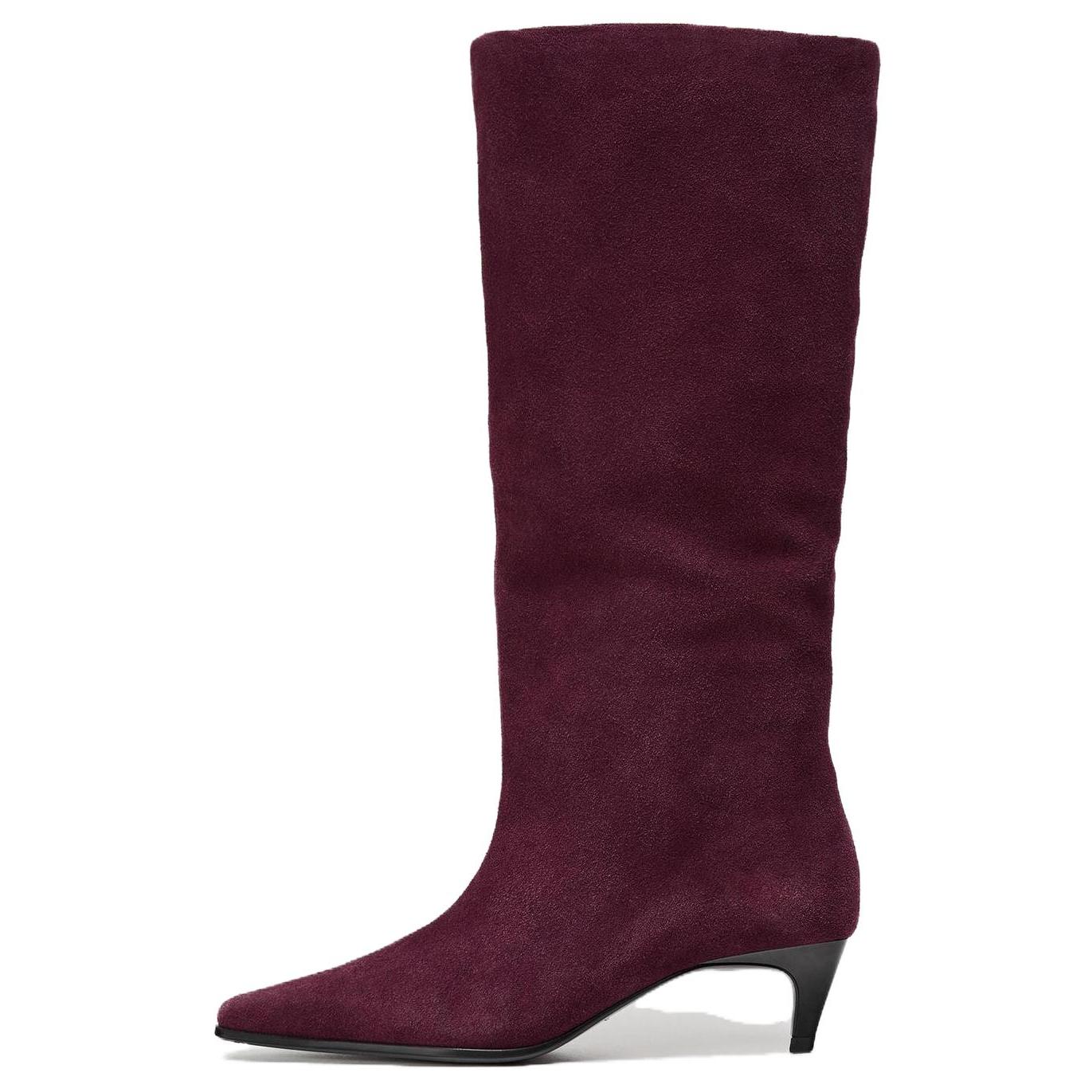 Zara Fashionable Comfortable High Boots Women Boots Burgundy 11007510022 37