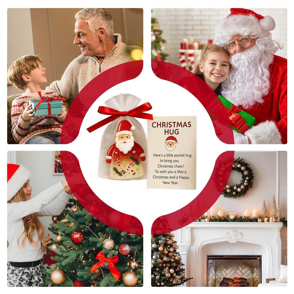 Christmas Pocket H ug Gifts 2D Acrylic Pocket Santa Claus Decor Comforting Keepsake Little Encouragement Cards Holiday Card