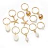 10pcs Bohemian Style Shell Starfish Braiding Rings, Pearl Shell Dreadlock Beads, Coastal Vacation Style Hair Accessory Set