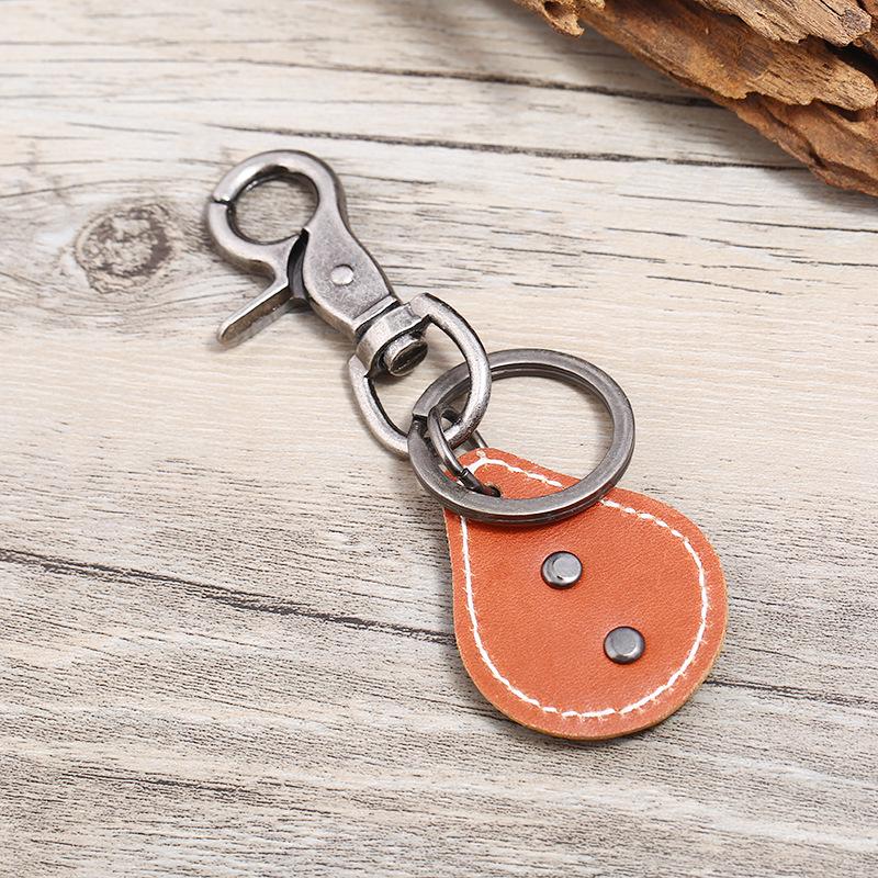 Retro Bronze Alloy & Genuine Leather Men's Keychain - European & American Style