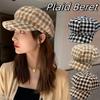 Keep Warm Women Painter Hat Small Fragrant Style Women Octagonal Cap Retro Plaid Beret Hat  Girl