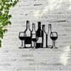 1pc 2D Flat Wine Bottle Glass Metal Wall Art Modern Minimalist Black Outdoor Decor for Bar Kitchen Dining Room