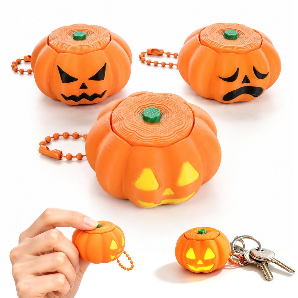 Halloween Pumpkin Stress Toy - Face Clicker Keychain Toy for Adults and Kids