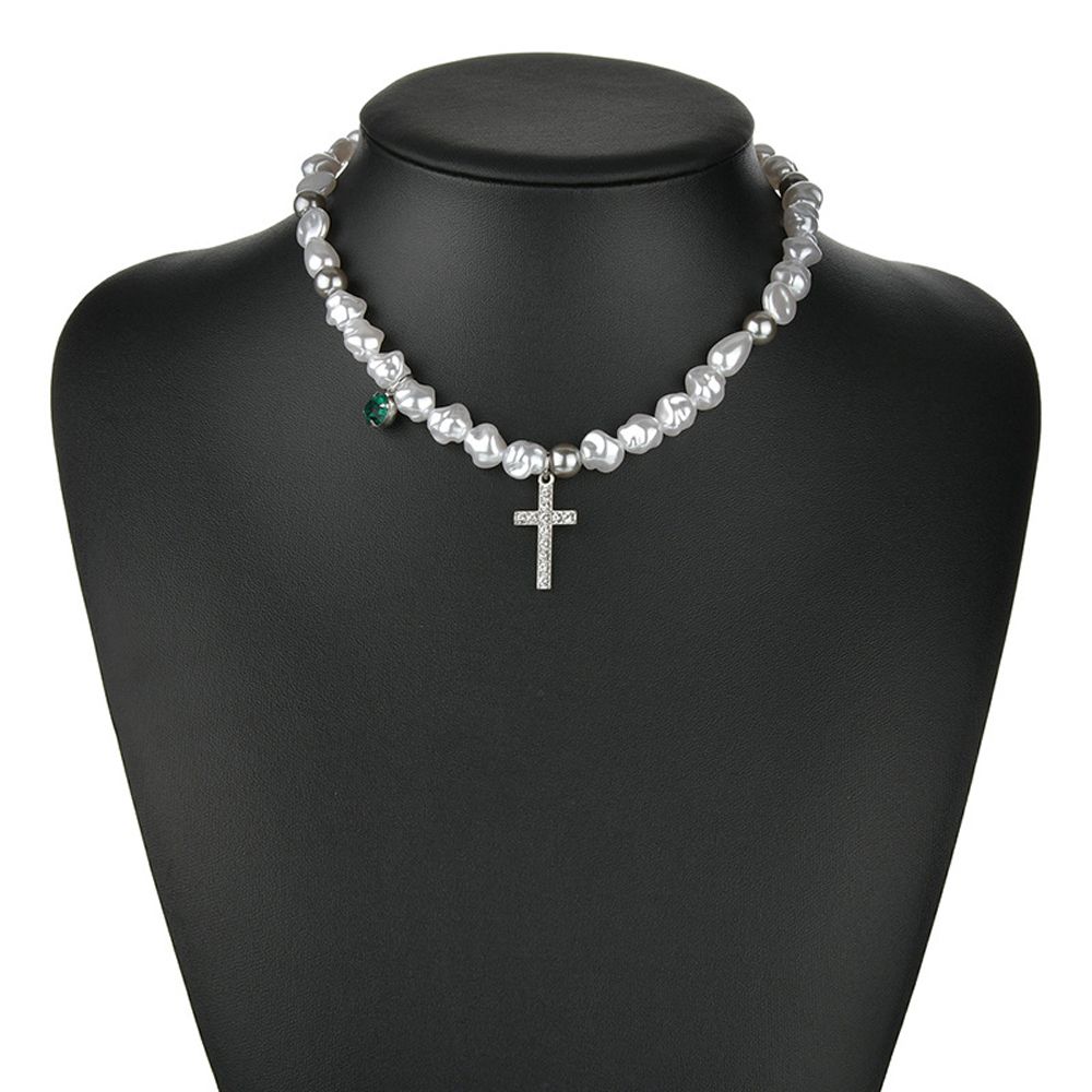 Cross For Men Korean Style Necklace Woman Clavicle Choker Simulated Pearl Fashion Neck Jewelry