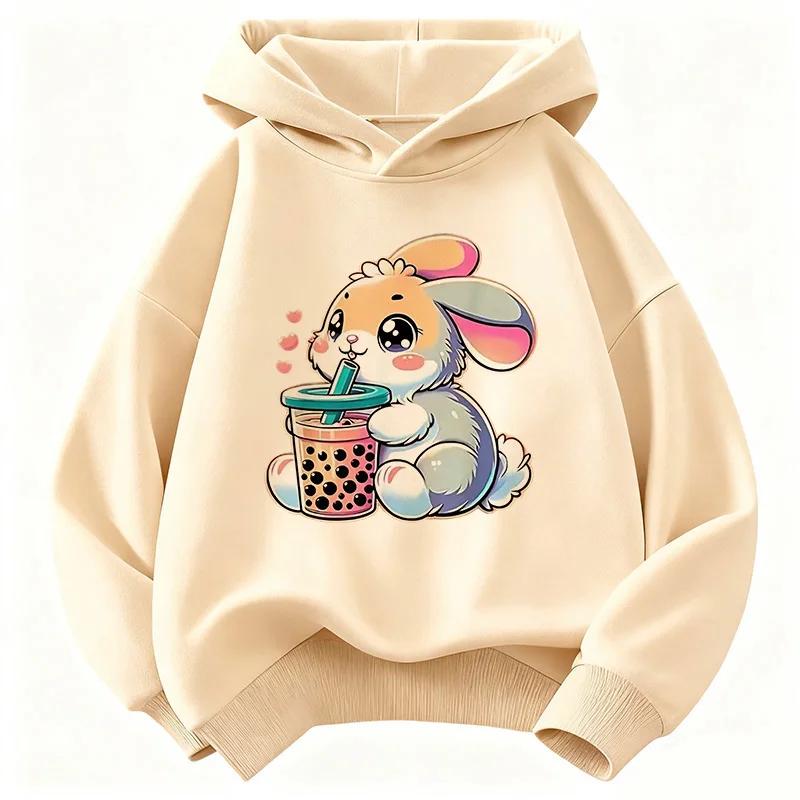 2026 Cute Rabbit Graphic Hoodie Kids Children's Sweatshirt Hoody for Boys Girls Casual Hoodies Clothes