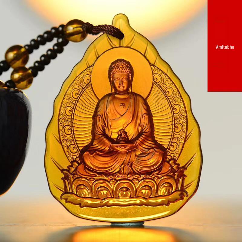 Glazed Pendant: Eight Guardian Deities, Zodiac Birth Buddha, Thousand-Hand Guanyin, Manjushri Bodhisattva Necklace
