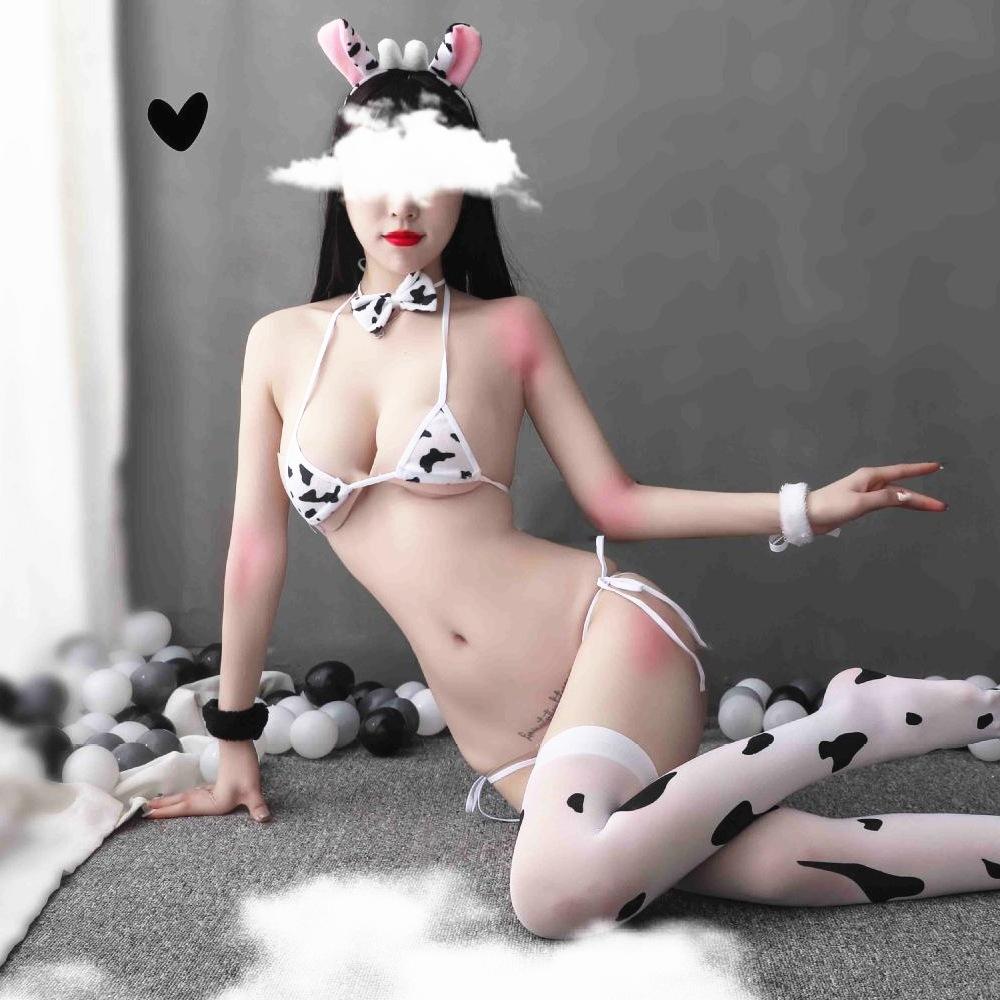 New sex underwear female sexy cute cow three-point role-playing suit uniform temptation sex suit