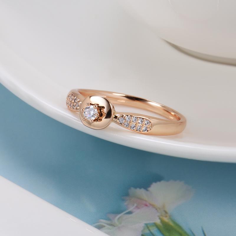Rose Gold Bride Wedding Ring Natural Zircon Accessories Fashion Modern Party Daily Jewelry Crystal Gift For Women