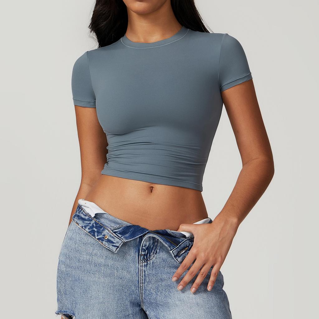 New Casual And Versatile Tight Fitting Quick Drying Fitness Top, Yoga Clothes, Running Pilates Sports T-Shirt, Short Sleeved