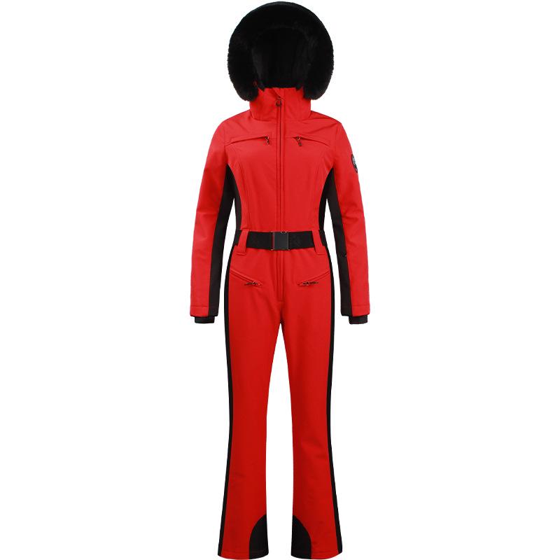 Women's Slim-Fit Windproof Double-Board Ski Suit: Thickened, Warm, Waterproof, and One-Piece Design for Outdoor Sports.