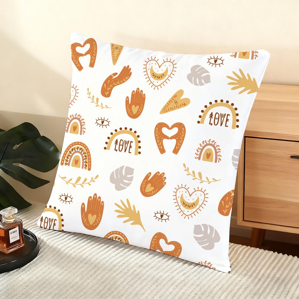 Abstract Boho Pattern Cushion Cover Soft Short Plush Pillow Cover Smooth Cozy Texture Aesthetic Cushion Case Home Decor