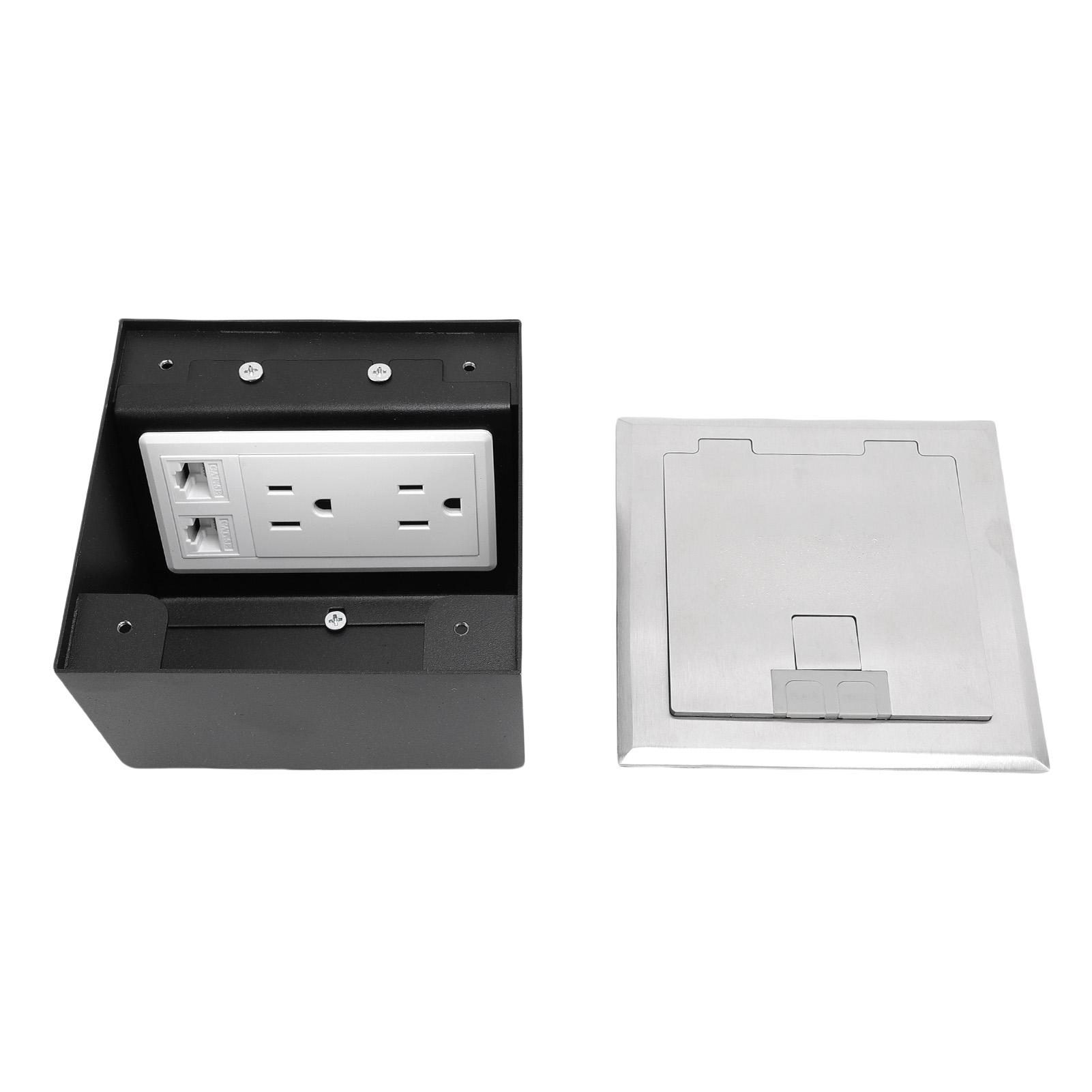 

Recessed Floor Socket 2 Receptacles 2 Network Ports PC Stainless Steel Floor Electrical Outlet with Sealing Ring