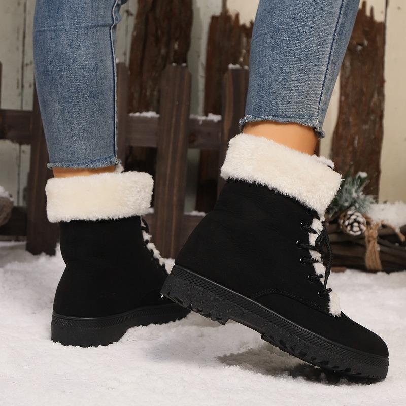 Snow boots winter new thick heel piled thickened strap large size 44 fluffy snow boots
