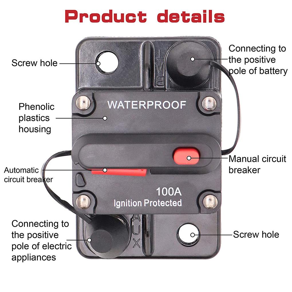30A 40A 50A 60A 70A 80A 100A 120A 150A 200A 250A 300A AMP jistič Reset pojistky 12-48V DC Auto Loď Auto Vodotěsné