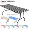 New 30x72inch Spandex Tablecloth Waterproof Oil-Proof Elastic Picnic Table Cloth 6FT Rectangle Fitted Table Cover Dining Tables