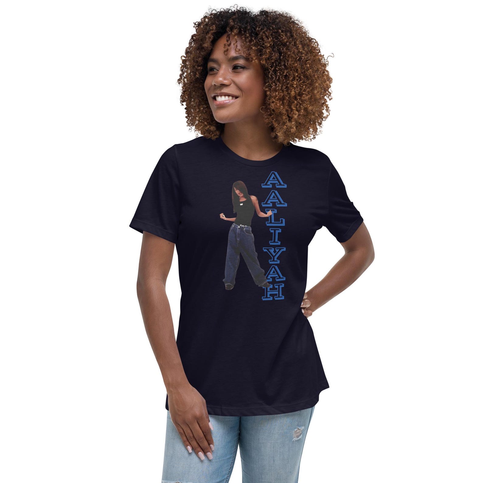 Aaliyah Forever Tribute Women’s Relaxed Fit T-Shirt - Honoring the Legacy of the Queen of R&B with Stylish Comfort L